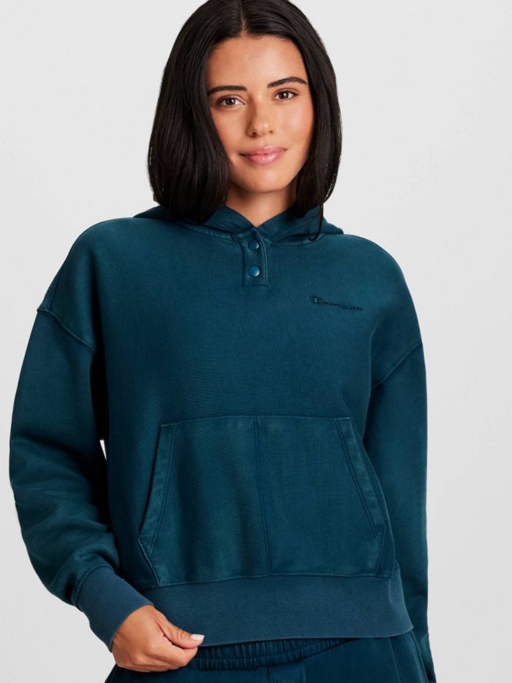 Champion Women’s Teal Blue Pullover Hoodie XS Sporty Athletic Logo  NWT